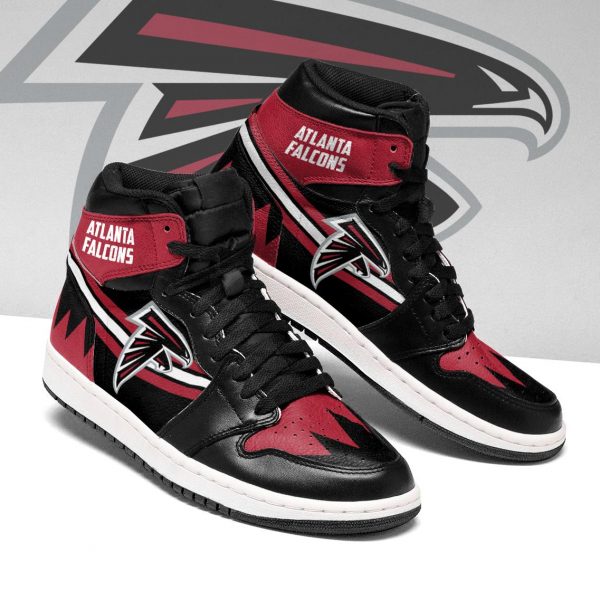 Men's Atlanta Falcons High Top Leather AJ1 Sneakers 003